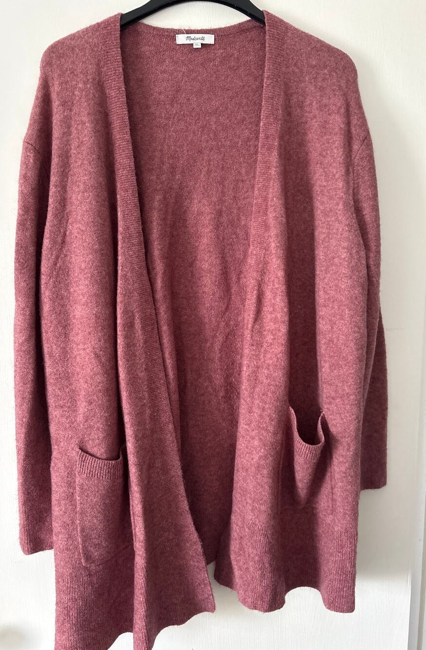 Madewell Kent Cardigan Coziest Yarn XL Heather Carnation Rose Pink Alpaca Wool
